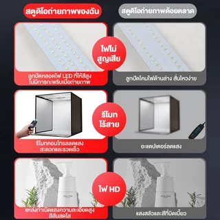 กล่องถ่ายภาพสินค้า กล่องไฟถ่ายรูป LED ขนาด 25/30/40CM แถม PVC 6 สี แผ่นพื้นหลัง