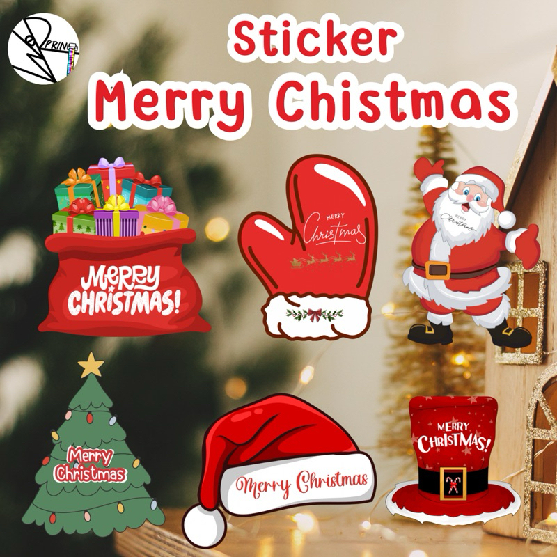 [พร้อมส่ง] สติ๊กเกอร์ติดของขวัญ สุขสันต์วันคริสมาสต์ Merry Christmas ตกแต่งแก้วน้ำ ติดเคสมือถือ ลายคริสมาสต์