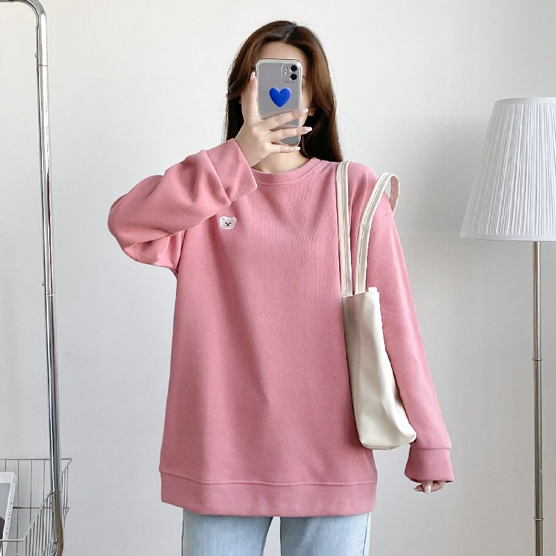 เสื้อให้นม แขนยาว คอลเลกชันหน้าหนาว ผ้าคอตตอนเชนิลล์ มี 2 สี (ม่วงอ่อน,ชมพูอ่อน)