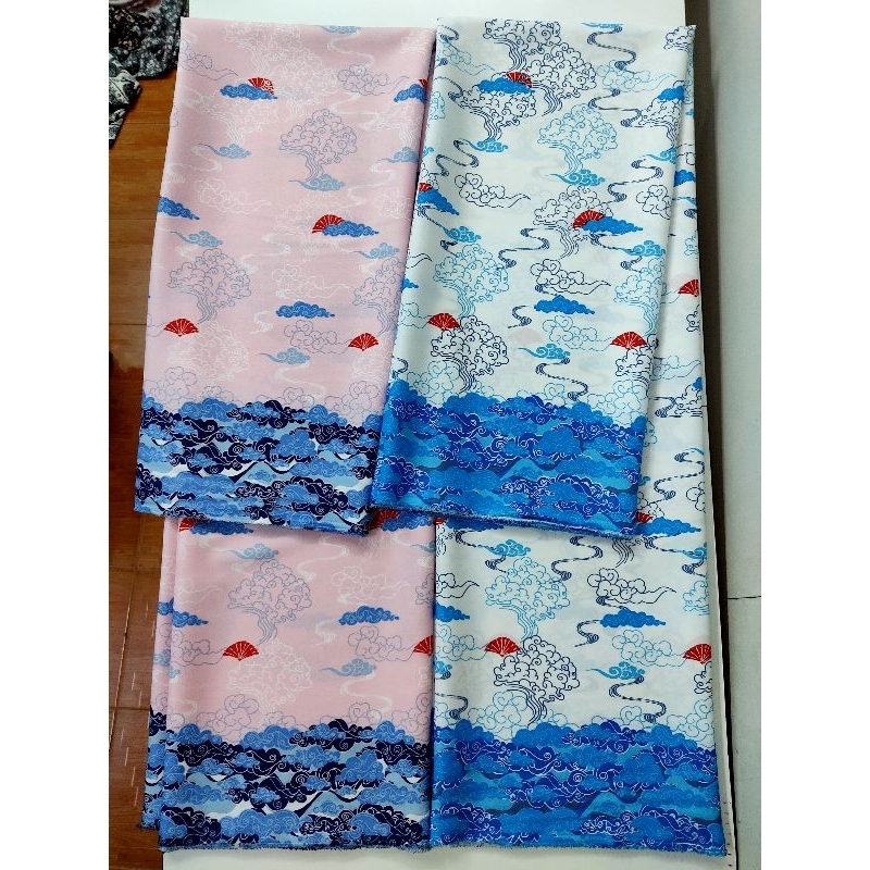 ผ้าโฟร์เวย์ Osaka ผิวสัมผัสคล้ายเม็ดทราย เนื้อนิ่มมาก ใส่สบาย มีเชิง 2 ฝั่ง ลายเชิงเมฆา หน้ากว้าง 150 cm  #ผ้าหลา - รูปที่ 7