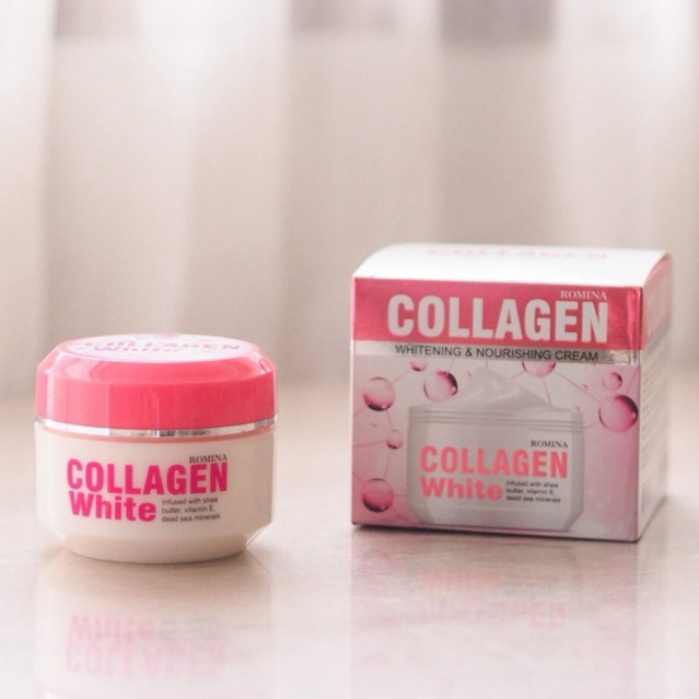 ROMINA Collagen White Cream ขนาด 100กรัม (ฉลากไทยมีเลขจดแจ้ง)โรมิน่า คอลลาเจนไวท์ ลดริ้วรอย ผิวหน้าใส