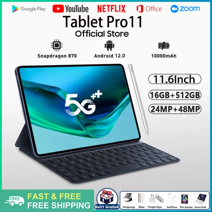 ซื้อ1แถม1 ส่งของขวัญฟรี 7ชิ้น]ต้นฉบับ แท้จริง Pro11 12GB+512GB แท็บเล็ต 11.6นิ้ว แทปเล็ต สองซิมโทร เรียนคอมพิวเตอร์