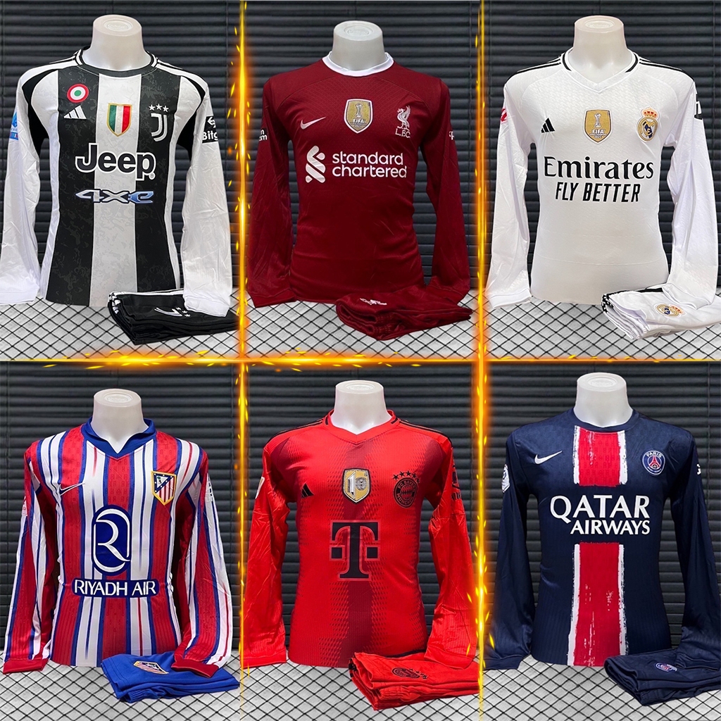 ชุดฟุตบอล เสื้อบอล ผู้ใหญ่ ได้ทั้งชุด(เสื้อ+กางเกง) แขนยาว 2024-25 รวมทีม36