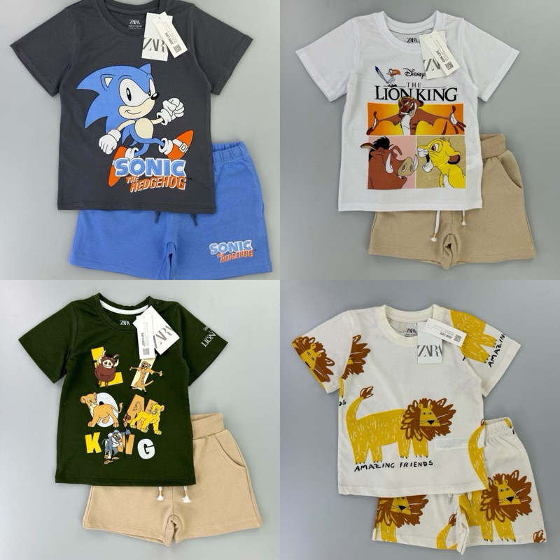 ZARA ชุดเด็กขายดี ชุด 𝓢𝓮𝓽 2 ชิ้น (เสื้อ+กางเกงขาสั้น)