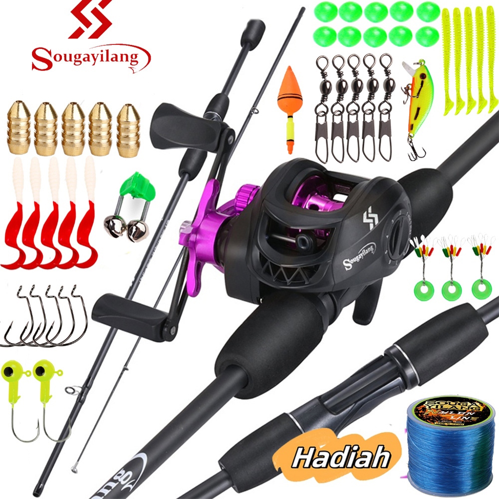 Sougayilang Fishing Rod ชุดหล่อเต็มรูปแบบ 1.8m 5-10lb 7.2: 1 REEL BC Fishing Rod UL คาร์บอนชุดสมบูรณ์