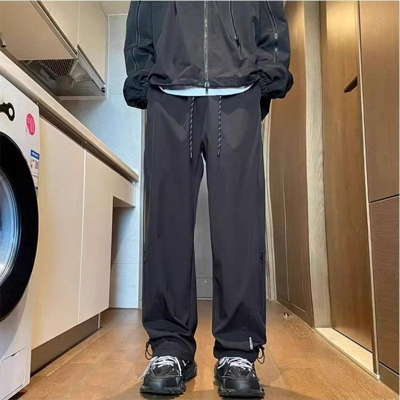 กางเกงกีฬาลำลองชาย ผ้ากันลมและกันน้ำ เหมาะสำหรับเดินป่าและเล่นกีฬา ข้างใส่สบาย กางเกงปีนเขา มีเชือกผูก เอวยางยืด มีก - รูปที่ 3