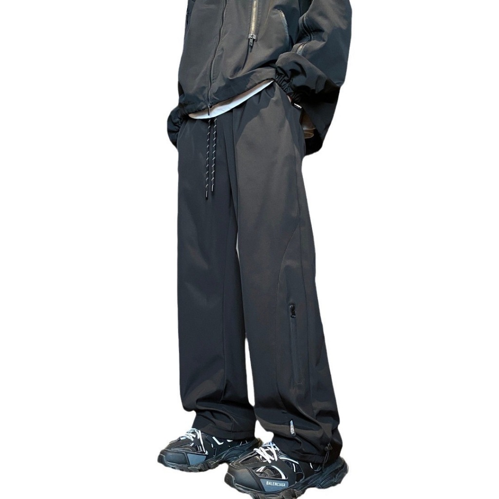 กางเกงกีฬาลำลองชาย ผ้ากันลมและกันน้ำ เหมาะสำหรับเดินป่าและเล่นกีฬา ข้างใส่สบาย กางเกงปีนเขา มีเชือกผูก เอวยางยืด มีก - รูปที่ 7