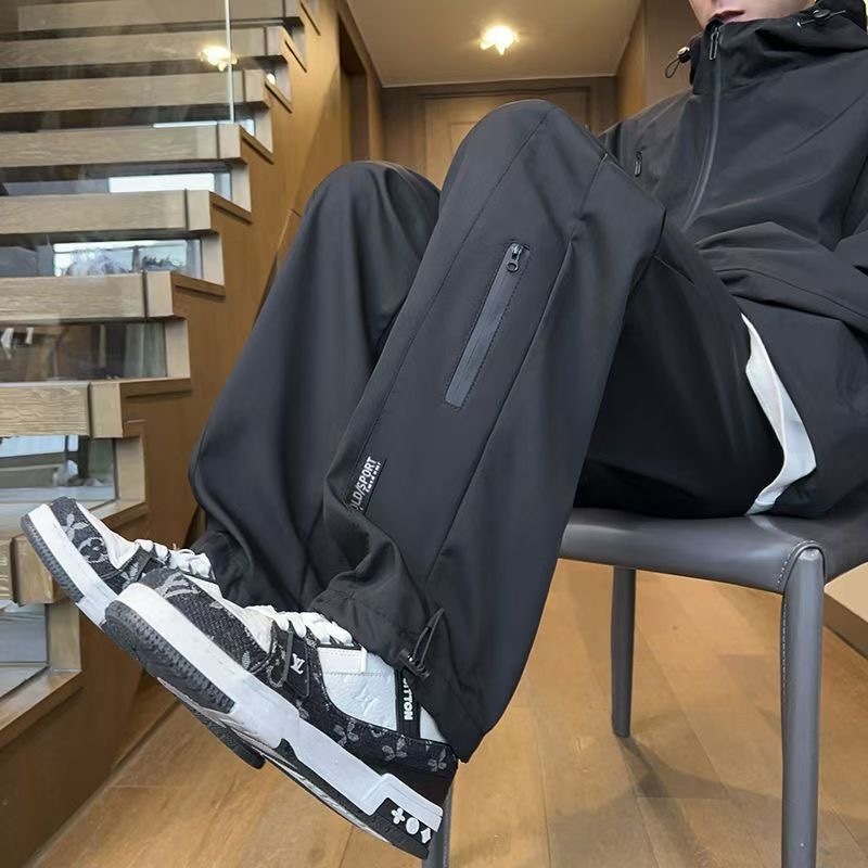 กางเกงกีฬาลำลองชาย ผ้ากันลมและกันน้ำ เหมาะสำหรับเดินป่าและเล่นกีฬา ข้างใส่สบาย กางเกงปีนเขา มีเชือกผูก เอวยางยืด มีก - รูปที่ 5