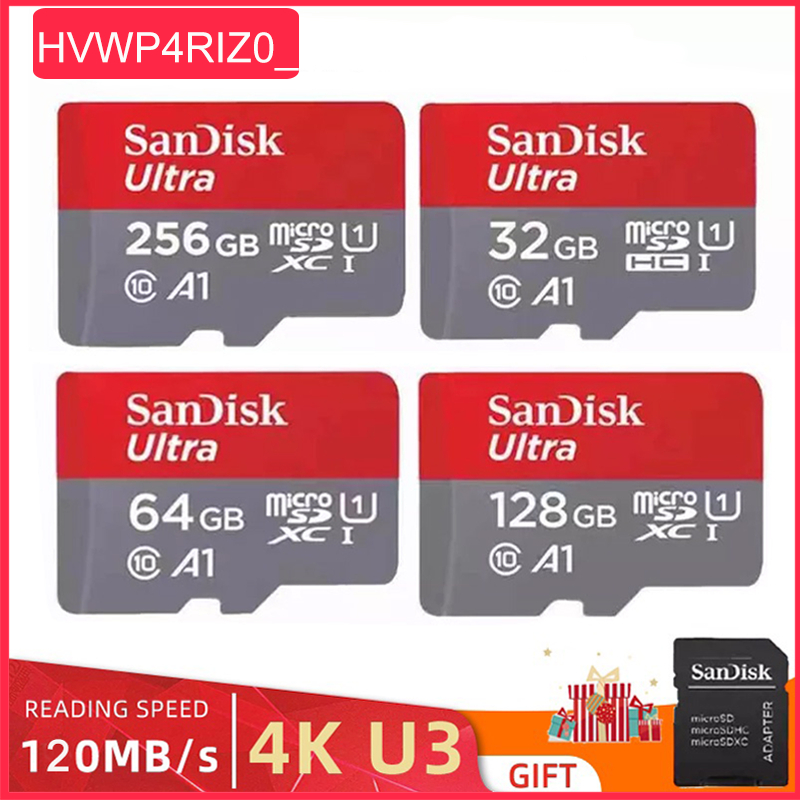 การ์ดหน่วยความจำ 64GB SanDisk ULTRA Microsd A1 อะแดปเตอร์คอมพิวเตอร์โทรศัพท์มือถือกล้อง 32GB128GB sd card