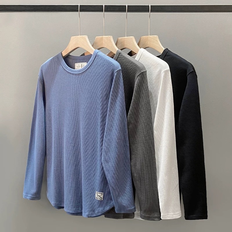 เสื้อยืดแขนยาว คอกลม ผ้าwaffle ใส่สบาย Clothing Man
