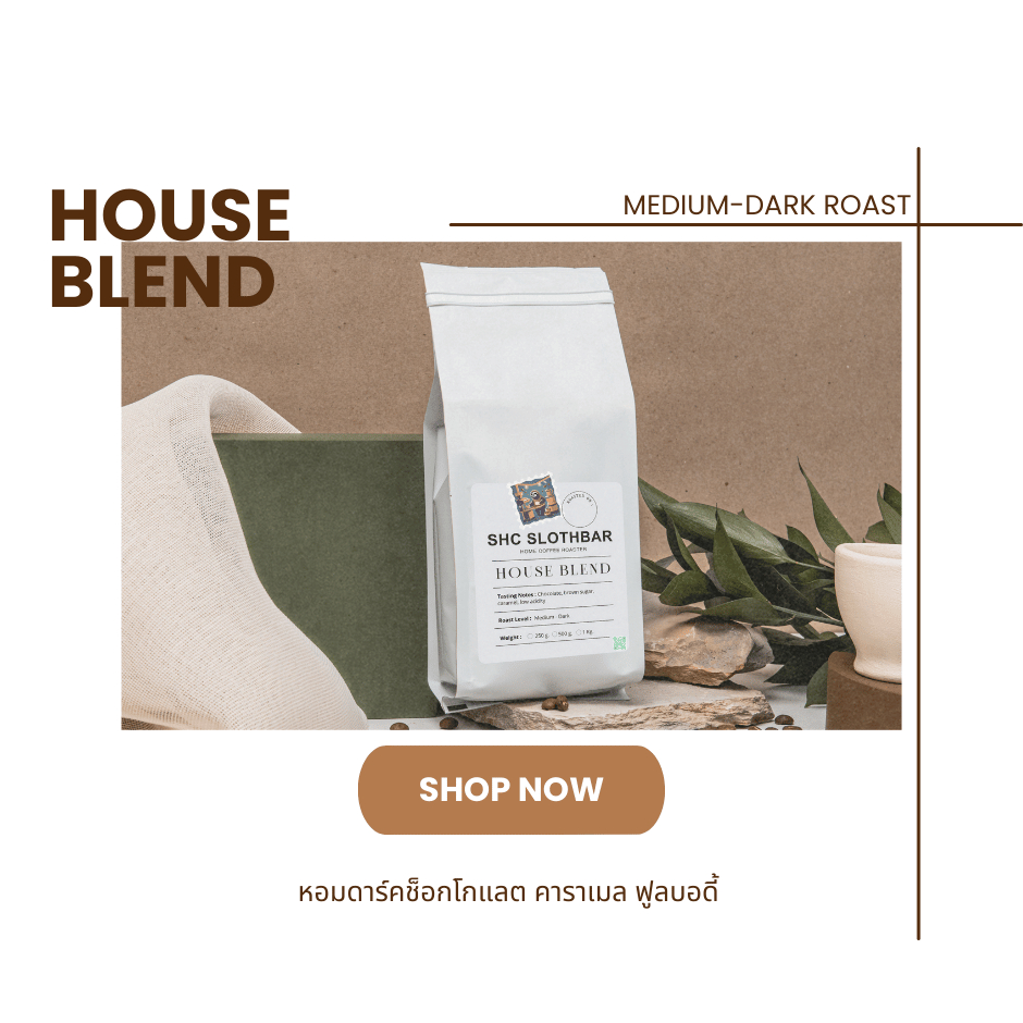 SHC SLOTHBAR เมล็ดกาแฟคั่ว House Blend เบลนประจำร้าน หอม เข้ม แต่ไม่ขม