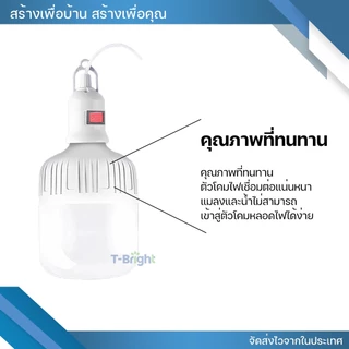 🔥T-Bright หลอดไฟ LED HighBulb 45W- 125W แสงสีขาว ชุดพร้อมสายไฟยาว 5เมตร กินไฟน้อยสว่างมาก E27