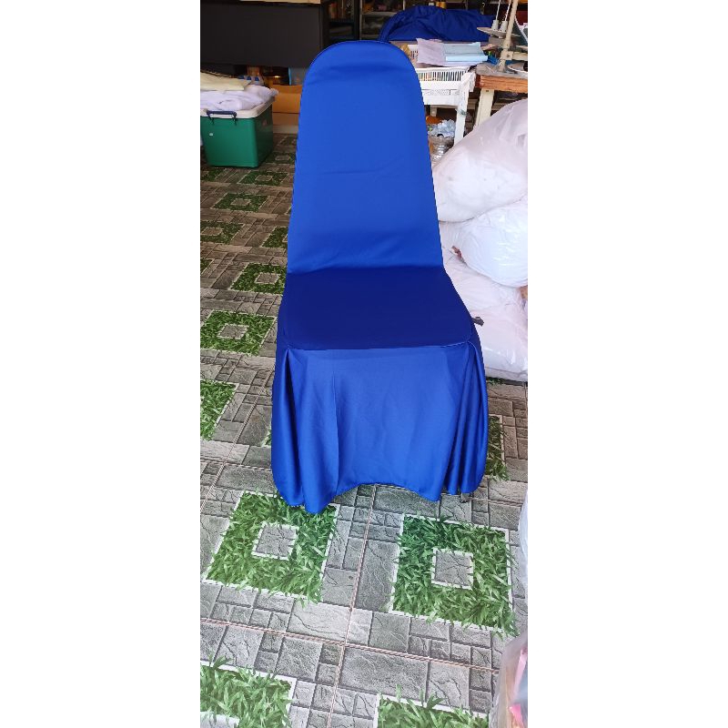 ผ้าคลุมเก้าอี้เบาะนวมทรงเอ สีน้ำเงิน ผ้าไฮเกรด