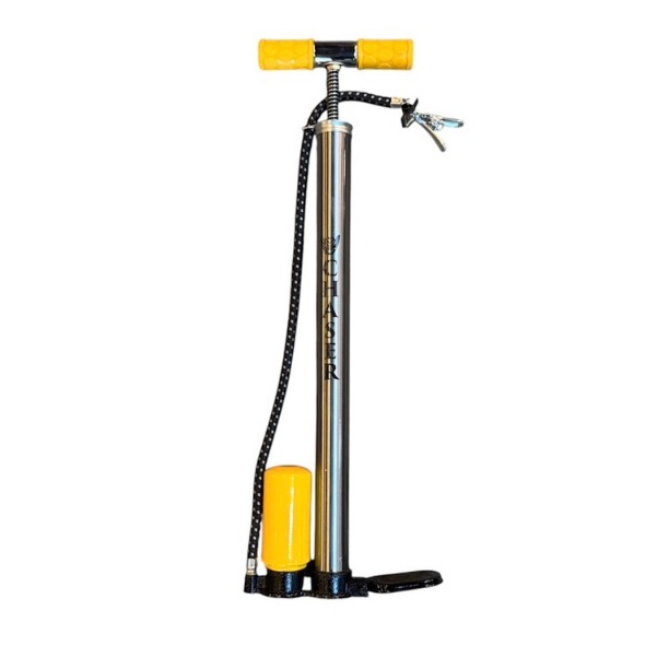 สูบลม จักรยาน chaser hand pump cpt01 แบบมีหม้อพัก กระบอกเหล็กสูบได้เฉพาะหัวใหญ่ schrader เท่านั้น
