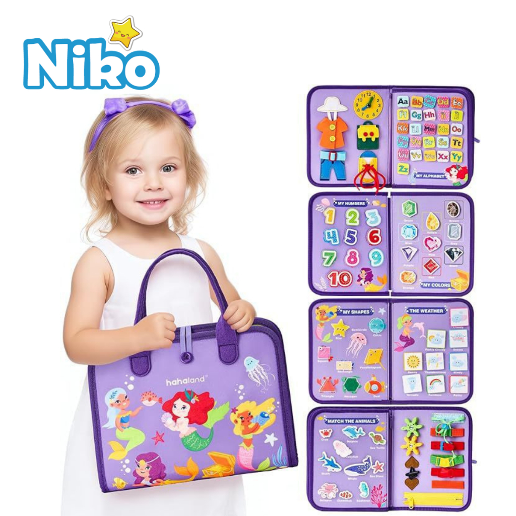 NIKO Montessori บอร์ดของเล่น หนังสือเสริมพัฒนาการเด็ก ของเล่นฝึกสมาธิเด็ก เสริมการเรียนรู้เด็กวัยหัดเดิน บอร์ดของเล่น