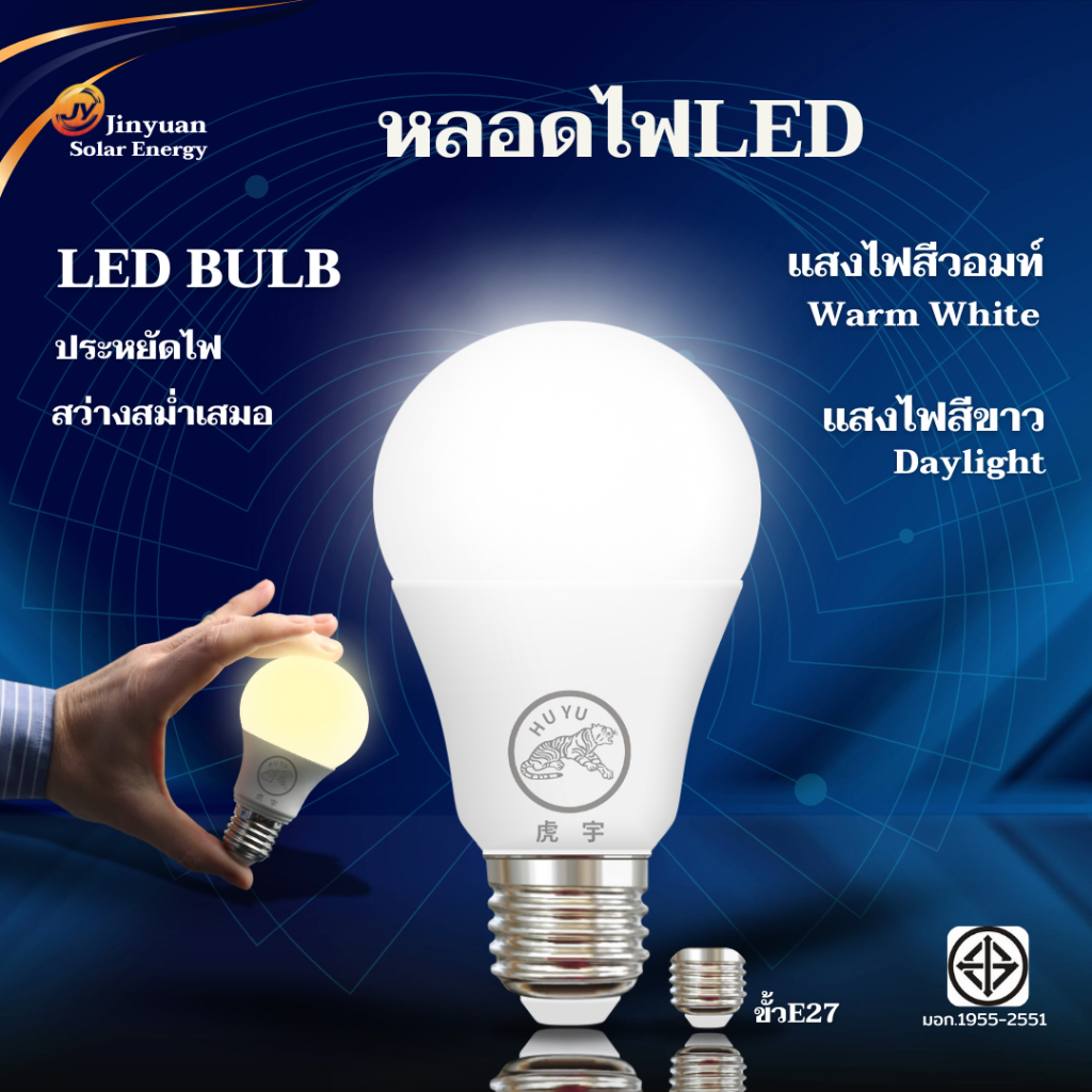 หลอดไฟLED 5W 7W 9W 18W ผ่านมาตรฐาน มอก.ขั้วE27 หลอดไฟปิงปอง แสงขาว แสงวอร์ม หลอดประหยัดพลังงาน