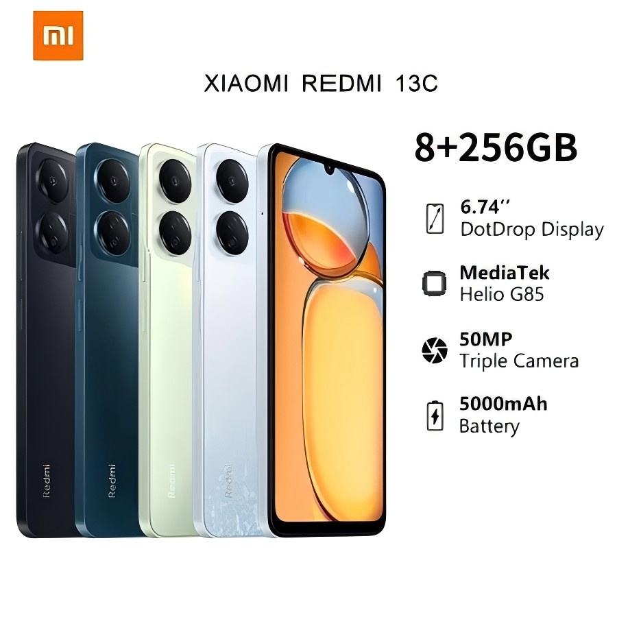 Redmi 13C (8GB+256GB)6.74 นิ้วHD + 90Hz กล้อง50MP+2MP Macro Triple Camera แบต5000mAh 18Wชาร์จเร็ว รับประกัน 12 เดือน