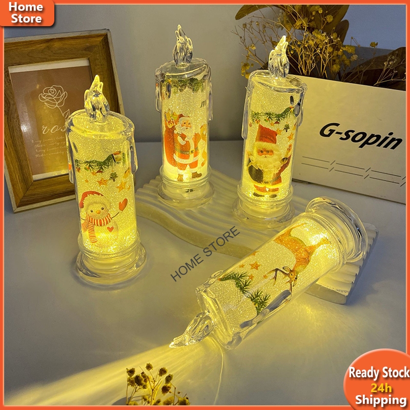 Christmas Candles เทียนอิเล็กทรอนิกส์ LED เทียนคริสต์มาส เชิงเทียนคริสต์มาส ตกแต่งคริสต์มาส โคมไฟคริสต์มาส