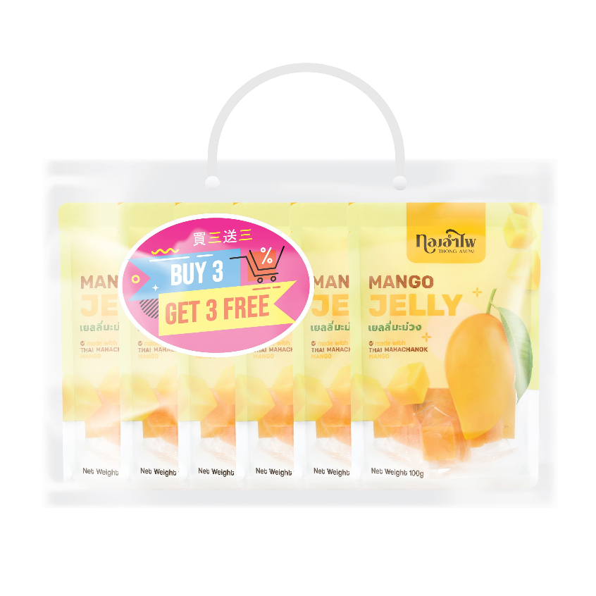 ทองอำไพ เยลลี่มะม่วง (รูปสี่เหลี่ยม) 100 กรัม 5ฟรี1 THONG AMPAI MANGO JELLY 100G (Square) 5FREE1