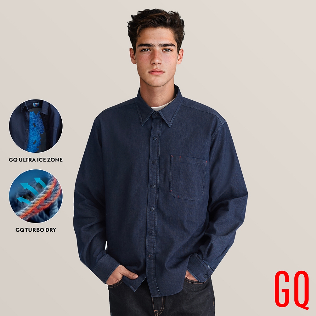 GQ Cool Tech™ Denim Long Sleeves เสื้อยีนส์เย็นแขนยาว มีกระเป๋าลับเก็บมือถือ (เสื้อเดนิมแขนยาว)