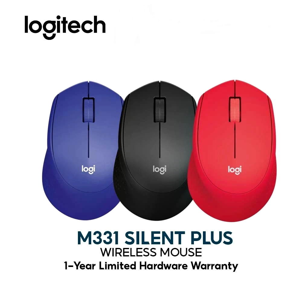เม้าส์ไร้สาย Logitech M331 Silent Plus Wireless Mouse - (RED / BLACK / BLUE)