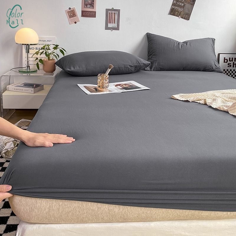 สีทึบ ผ้าปูที่นอน 5ฟุต 6ฟุต COD สายรัดมุม นุ่ม ระบายอากาศ ผ้านิ่มลื่น มี 2 ให้เลือก ขนาด ปลอกหมอน