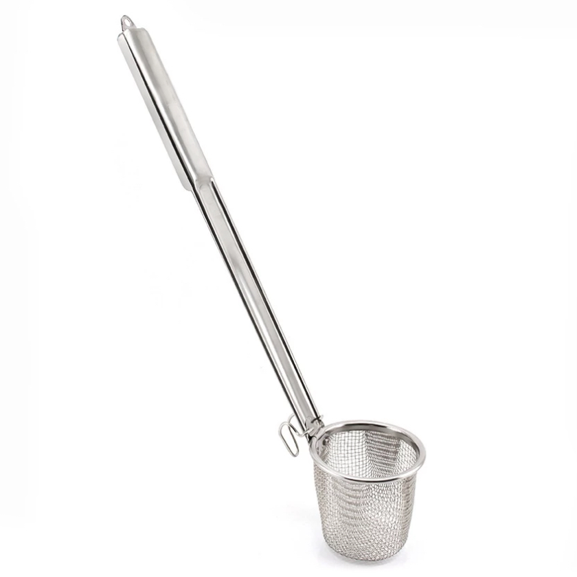 ที่ลวกก๋วยเตี๋ยวด้ามแสตนเลส Queenfish QF-K237-12 กระชอนลวกด้ามสแตนเลส มีที่เกียว ตะกร้อลวกเส้นก๋วยเตี๋ยว