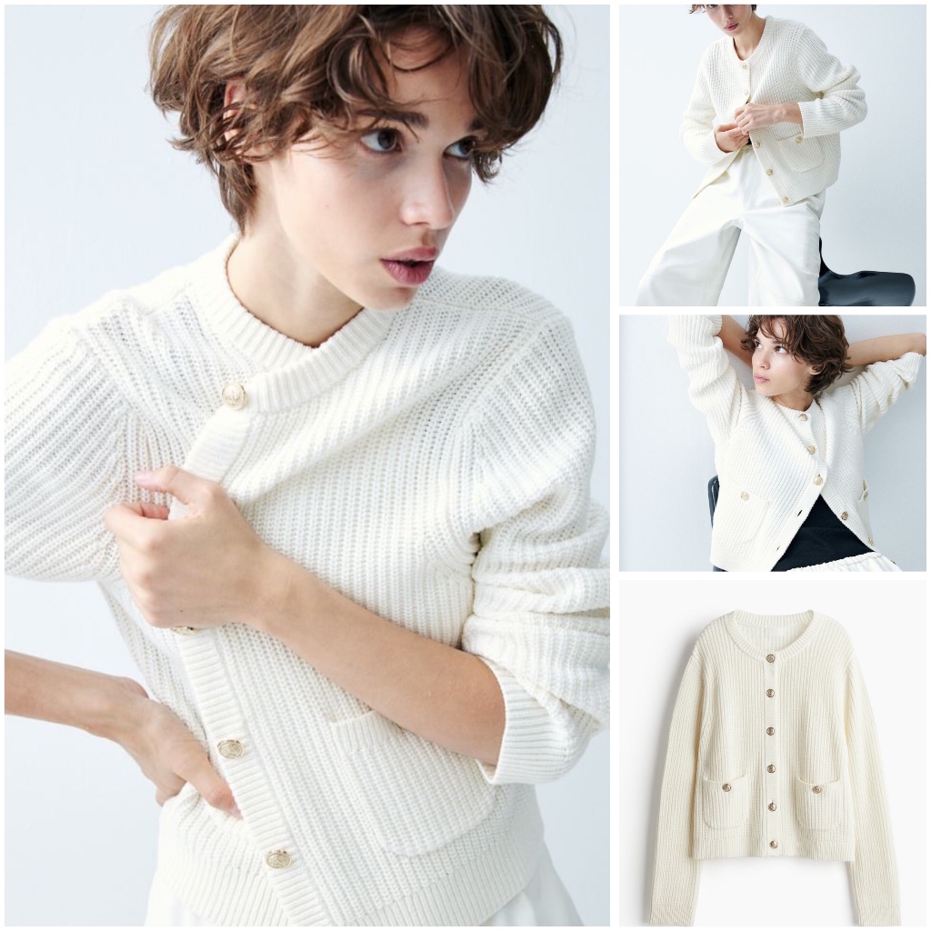 ✨พร้อมส่ง⚡️เสื้อไหมพรม คาร์ดิแกน HM RIB-KNIT CARDIGAN แท้💯