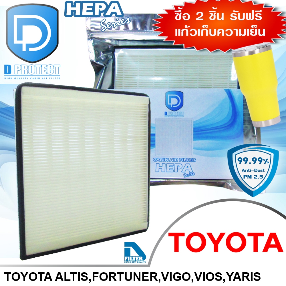 กรองแอร์ HEPA (Hepa Series) สำหรับรถ Toyota By D Filter (ไส้กรองแอร์) RB012H-TY-HEPA