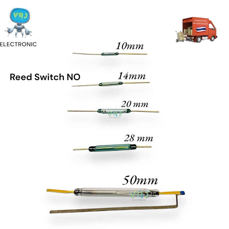 Switch Reed หรีดสวิตช์ แบบแก้ว สวิตช์แม่เหล็ก ชนิด NO 2ขา มี 10mm,14mm,20mm,28mm,50mm มีของพร้อมส่งในไทย
