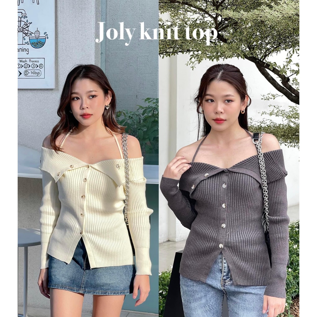 joly knit top 490.- ไหมพรมปาดไหล่แขนยาว