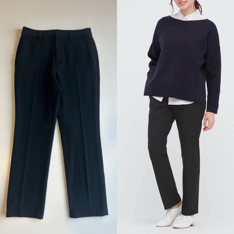 กางเกงยูนิโคล่ Heattech สีดำ / เอว 29-30 นิ้ว(64cm) / กางเกงกันหนาว ซิปหน้า ทรง Uniqlo Smart