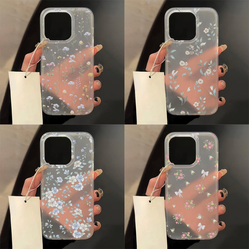 เคส for iphone 11 13 12 16 14 15 Pro Max 15 Plus 14Plus 16Pro ดอกไม้ ฝาหลังซิลิโคนอ่อนนุ่มกันกระแทก