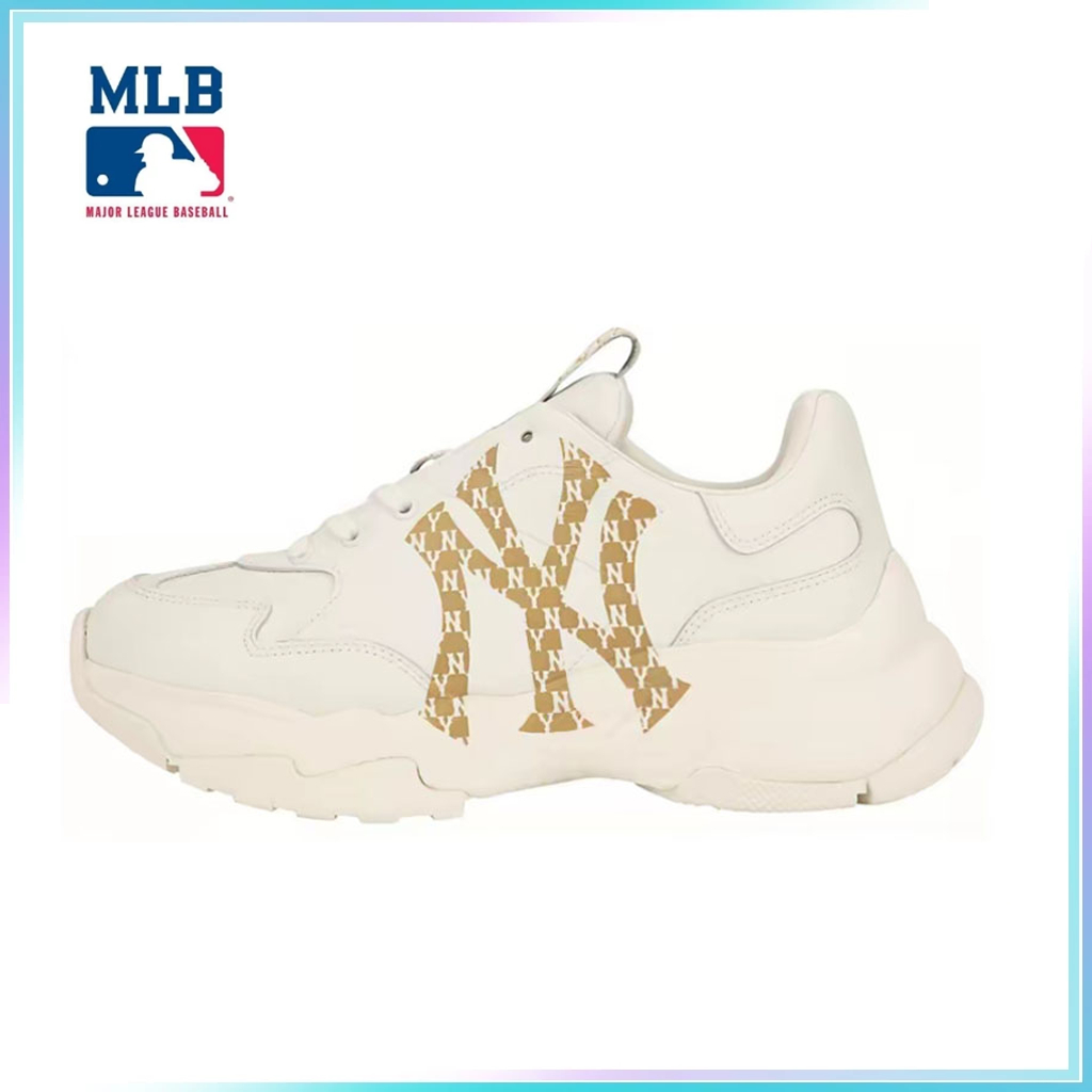 【ของแท้% 100】MLB Chunky Mongram LT trend Platinum sneakers สหพันธรัฐสหรัฐอเมริกา Men's and women's sports shoes
