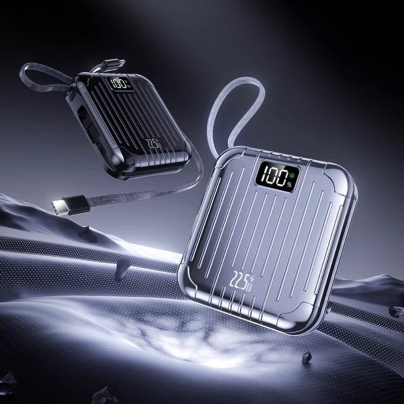 พร้อมส่ง powerbank fast charge 10000mAh มีสายในตัว พกพา พาวเวอร์แบงค์ ชาร์จเร็ว 22.5W แบตสำรอง DX336