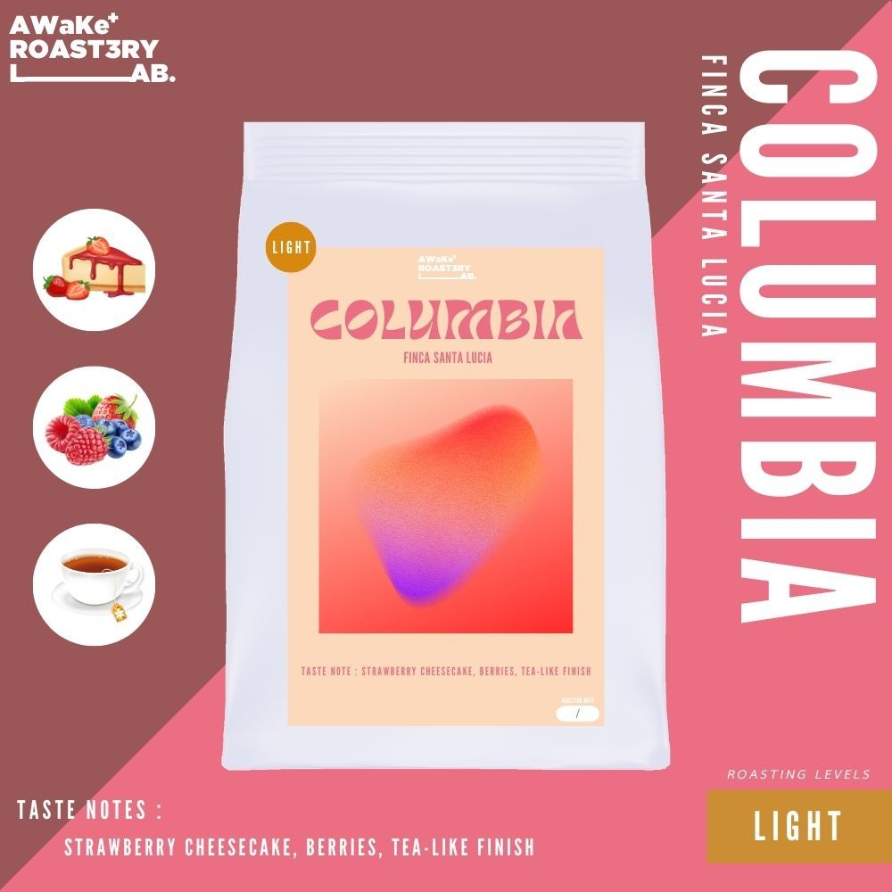 เมล็ดกาแฟ "Columbia Finca Santa Lucia" อราบิก้า 100% คั่วอ่อน[ Awake Roastery Lab ] ขนาด 120 g.