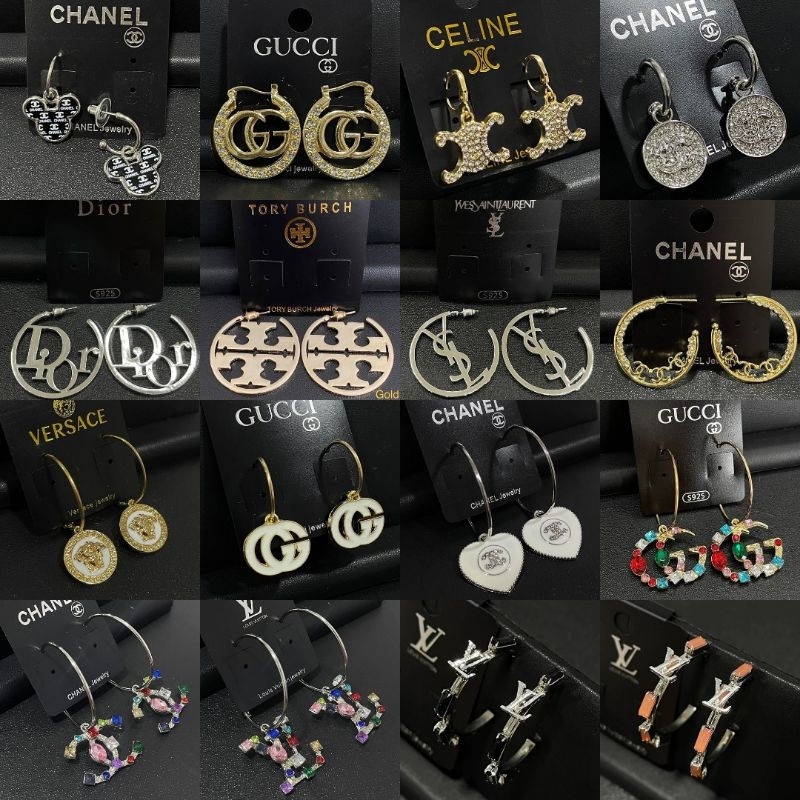 ZN ต่างหูห่วง แป้นดำ แฟชั่นรวมแบรนด์ CC CD GG อลัง สวยหรู สำหรับผู้หญิง ดารา