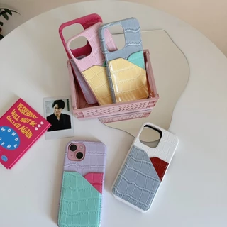[i17] ส่งด่วน⭐️5โทนสี R1858 เคสหนังใส่บัตร โทนสีพาสเทล เคสไอโฟน สำหรับ iPHONE i11-17Promax