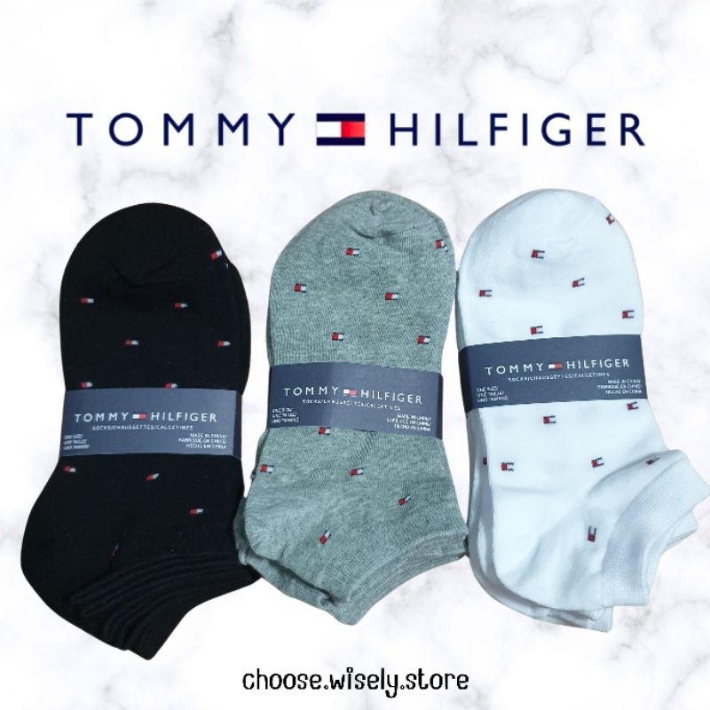 พร้อมส่ง ถุงเท้าข้อสั้น TOMMY HILFIGER ลาย Logo Repeat Pattern เกรด Outlet Size US 10-13