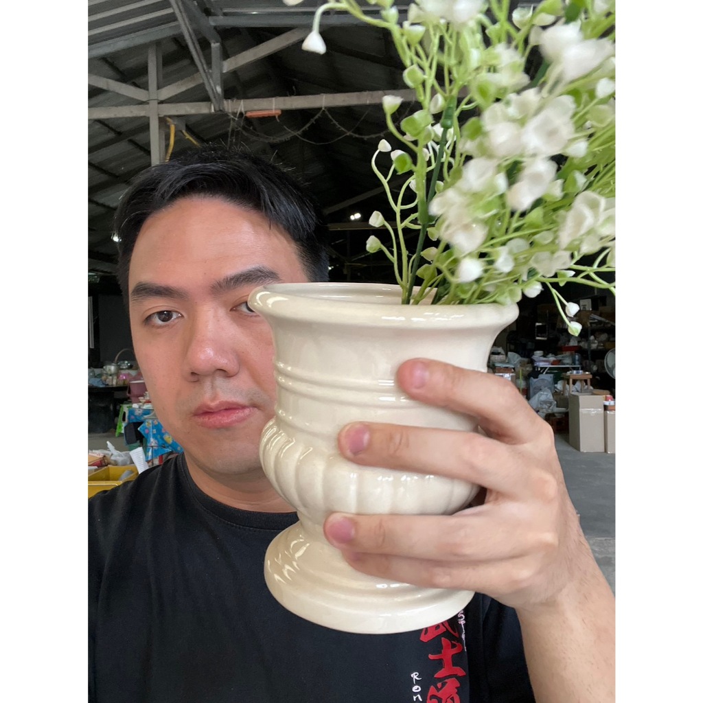 แจกันจัดดอกไม้ จัมโบ้ ขนาด สูง 6 นิ้ว แจกันเซรามิค แจกันโรมันเรียบ(เล็ก) แจกันขนาดสูง รหัส 12124
