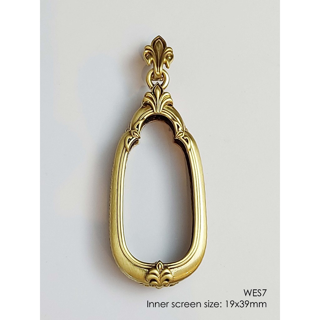 WES7Brass Wessuwan amulet casing 19x39mm กรอบพระ ทองเหลือง สำหรับพระลอยองค์