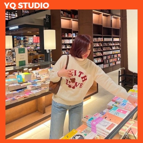 MG149 YQ KOREAN STUDIO Sweater With Love น้องหมี ป้าย YQ