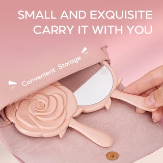 Oni Handheld Vintage Embossed Rose Makeup Mirror กระจกเครื่องสำอาง แบบพกพาขนาดเล ็ กรอบมือกระจกเครื ่ องสําอางด ้