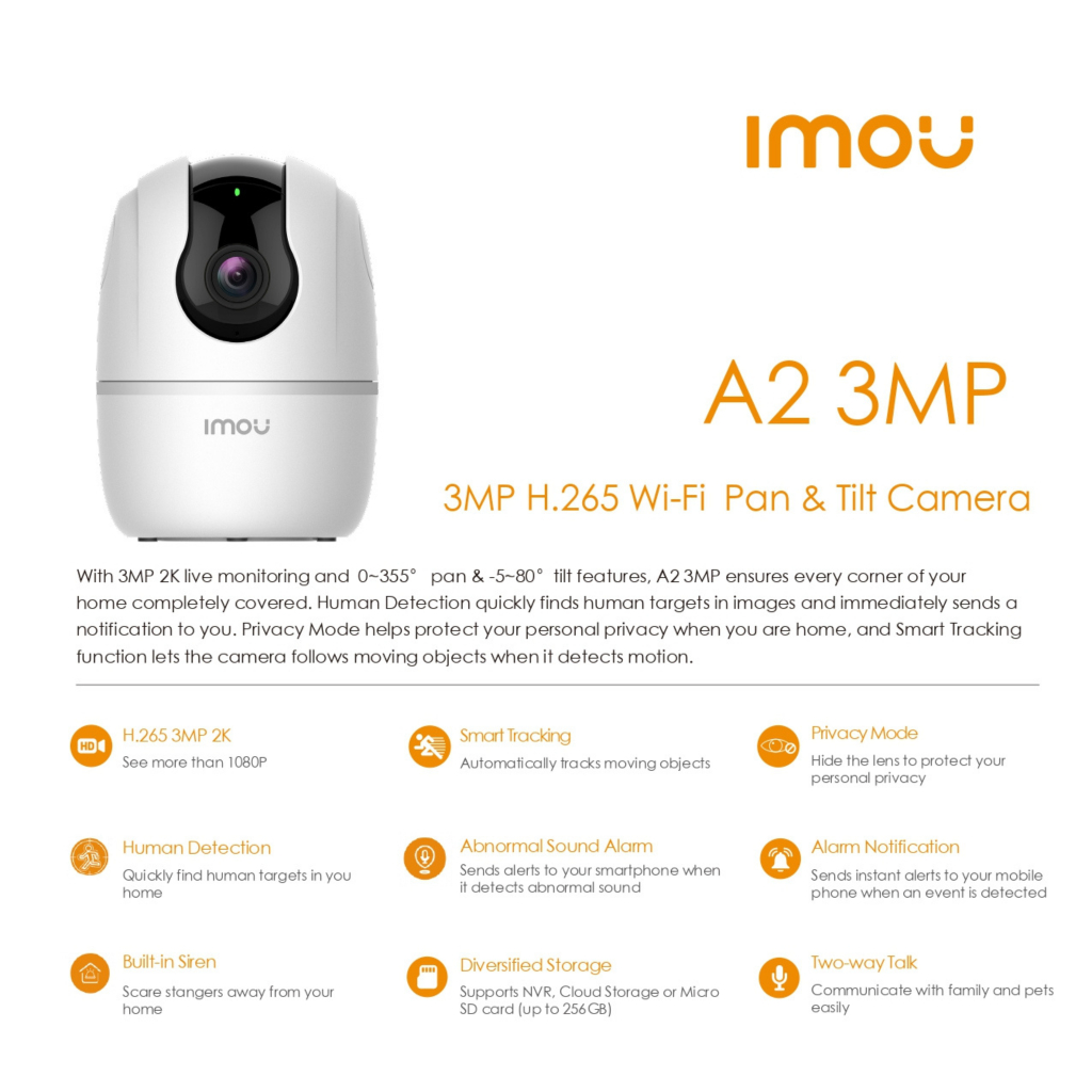 IMOU (A1 3MP/5MP , A2 3MP/5MP ,  Ranger2C 3MP/5MP , Rex 2D 3MP/5MP , Cue2)  H265 Full HD ภายในเท่านั้น