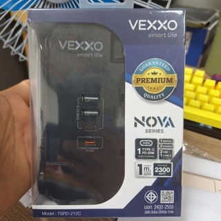 ปลั๊กพกพาสะดวก ปลั๊กไฟ VEXXO รุ่น TSPD-212C 2 ช่อง 2 USB+1 Type-C (3.1A)+Type-C (Fast Charge) 2300W