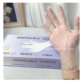 จัดส่งทันที ♡ ถุงมือยาง pvc ถุงมือช่างทำเล็บ (ไม่มีแป้ง)