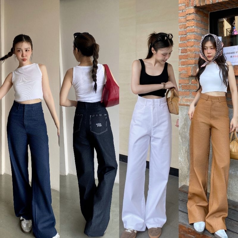 Ma. MAGIC PANTS กางเกงขากระบอกผ้าคอตตอนยีนส์