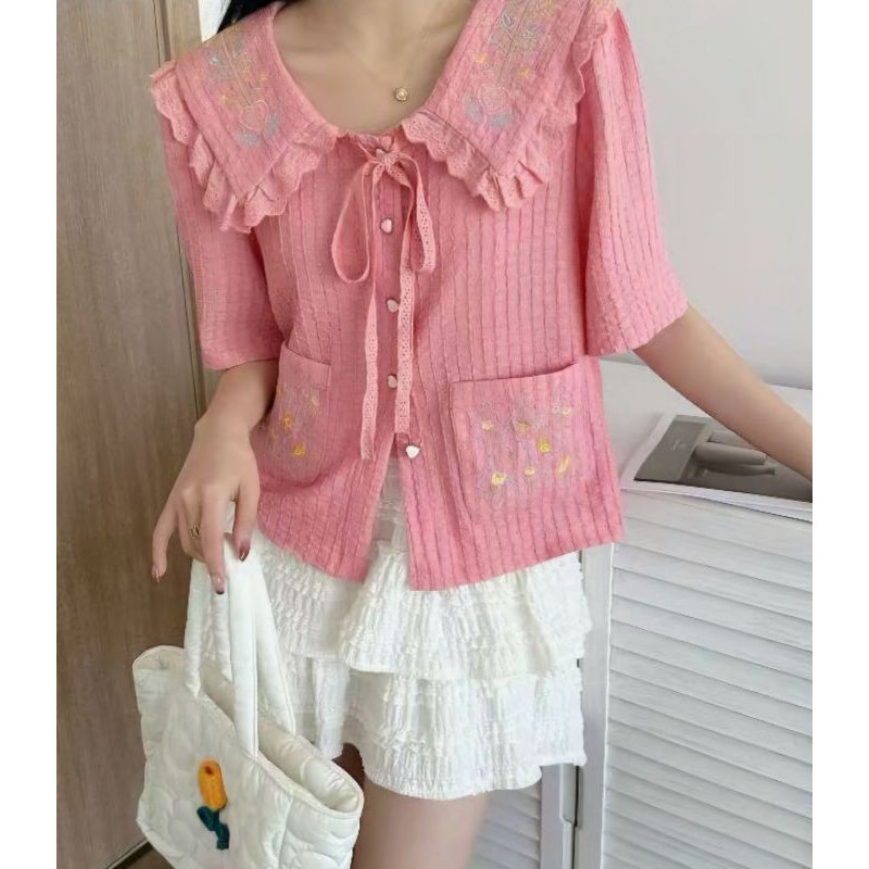 เสื้อคอบัวแต่งโบว์ อก 40 นิ้ว