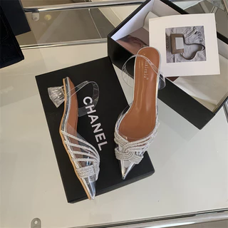 Crystal Cross Luxe Heels 34-42 รองเท้าซิลิโคนหัวแหลม เพชรไขว้ ส้นหรู 3 แบบ ใส่ออกงานปัง P83