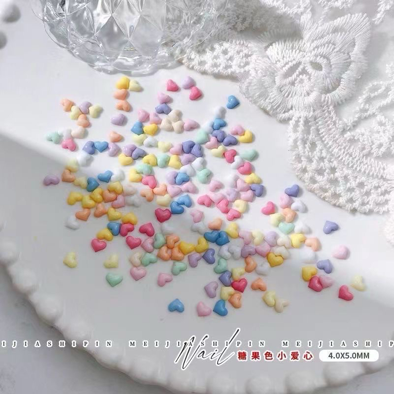 อะไหล่หัวใจแบ๊วๆคละสี 100ชิ้น/ห่อ 19 บาท